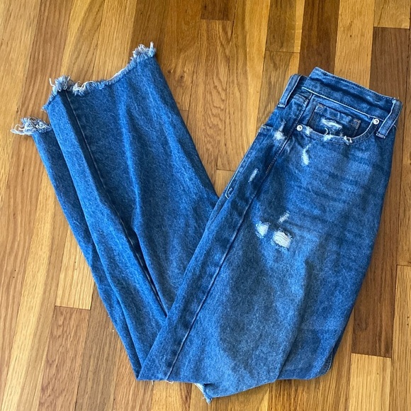 JBD Women’s Blue Ripped Wide Leg Jeans Size 24